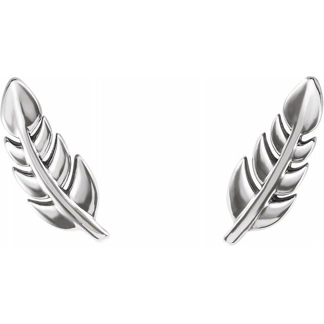 14K White Leaf Earrings 2