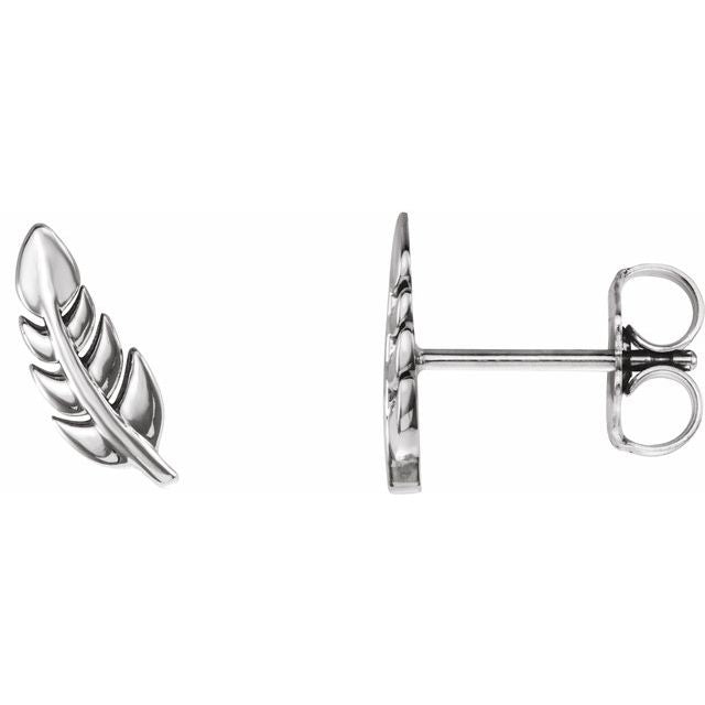 14K White Leaf Earrings 1