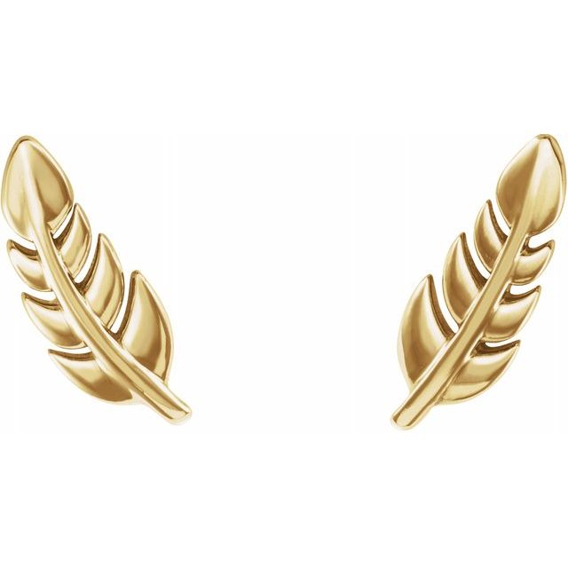 14K Yellow Leaf Earrings 2