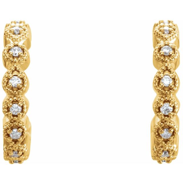 14K Yellow 1/10 CTW Diamond Hoop Earrings 2