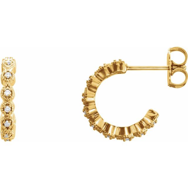 14K Yellow 1/10 CTW Diamond Hoop Earrings 1