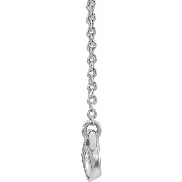 14K White 3-Stone Marquise Diamond 16-18" Necklace 2