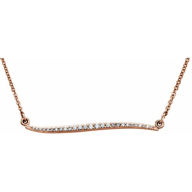 14K Rose 1/6 CTW Diamond Curvilinear Bar 17.5" Necklace 1