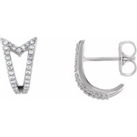 14K White 1/6 CTW Diamond Geometric J-Hoop Earrings 1