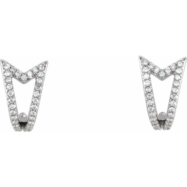 14K White 1/6 CTW Diamond Geometric J-Hoop Earrings 2