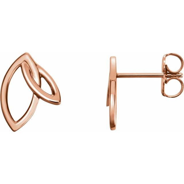 14K Rose Double Leaf Earrings 1