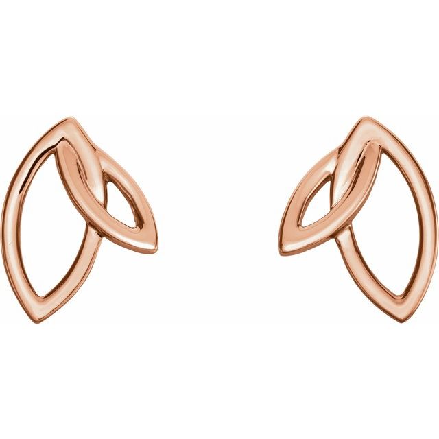 14K Rose Double Leaf Earrings 2