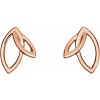 14K Rose Double Leaf Earrings 2