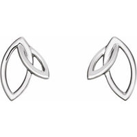14K White Double Leaf Earrings 2