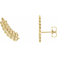 14K Yellow Petite Leaf Ear Climbers 1