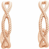 14K Rose 20x4 mm Rope Hoop Earrings 2