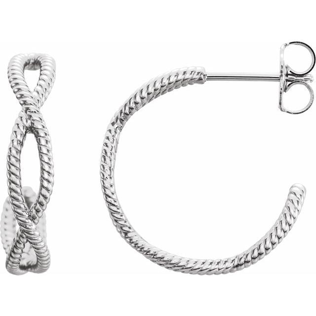 Sterling Silver 20x4 mm Rope Hoop Earrings 1