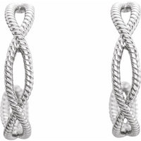 Sterling Silver 20x4 mm Rope Hoop Earrings 2