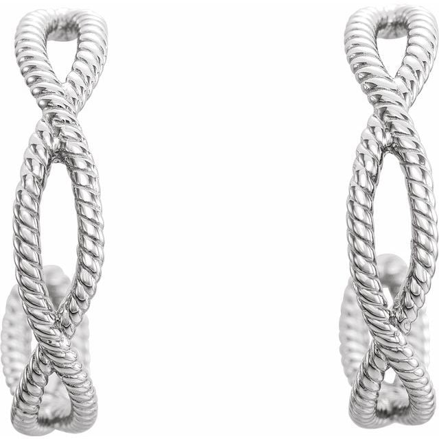 Sterling Silver 17x3.6 mm Rope Hoop Earrings 2
