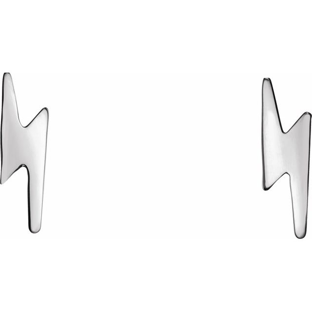 14K White Lightning Bolt Earrings 2