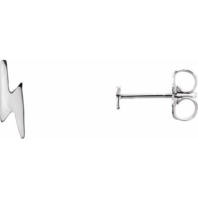 14K White Lightning Bolt Earrings 1