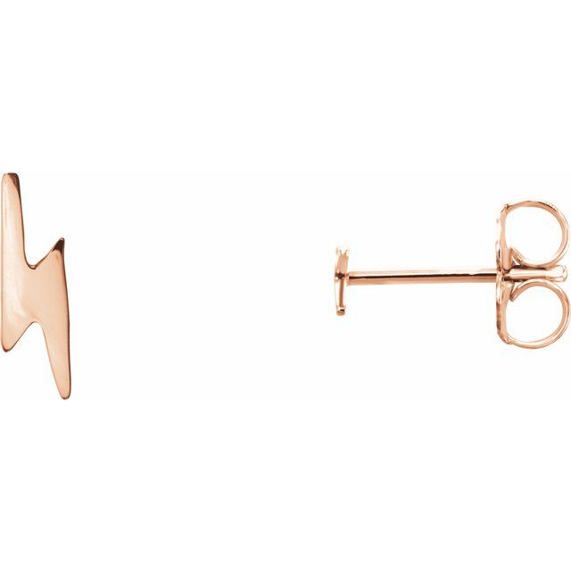 14K Rose Lightning Bolt Earrings 1