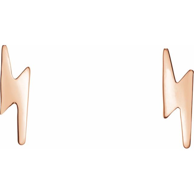 14K Rose Lightning Bolt Earrings 2