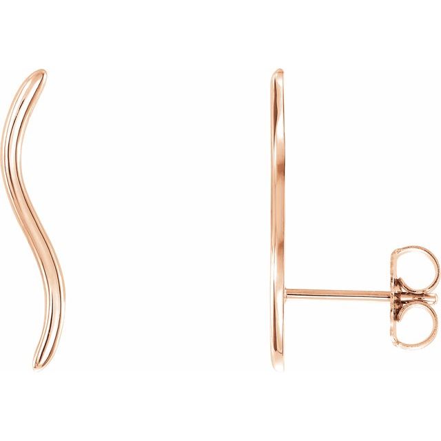14K Rose Wavy Ear Climbers 1