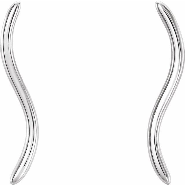 14K White Wavy Ear Climbers 2