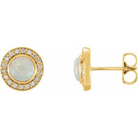 14K Yellow 6 mm Opal & 1/5 CTW Diamond Halo-Style Earrings 1