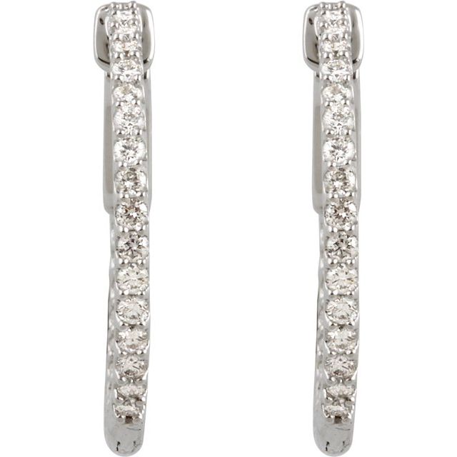 Platinum 1/2 CTW Diamond Inside-Outside 19 mm Hoop Earrings 2