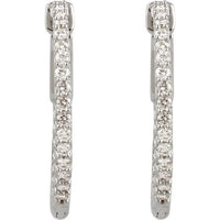 Platinum 1/2 CTW Diamond Inside-Outside 19 mm Hoop Earrings 2