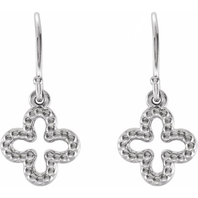 Sterling Silver Beaded Clover Earrings 2