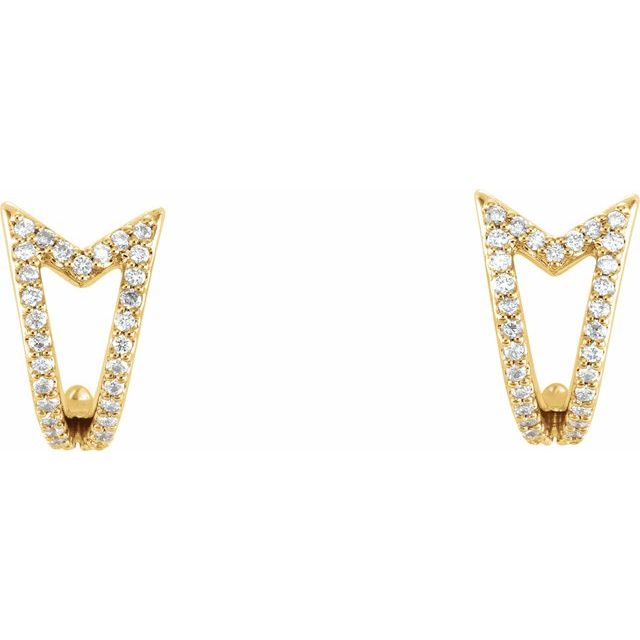 14K Yellow 1/6 CTW Diamond Geometric J-Hoop Earrings 2