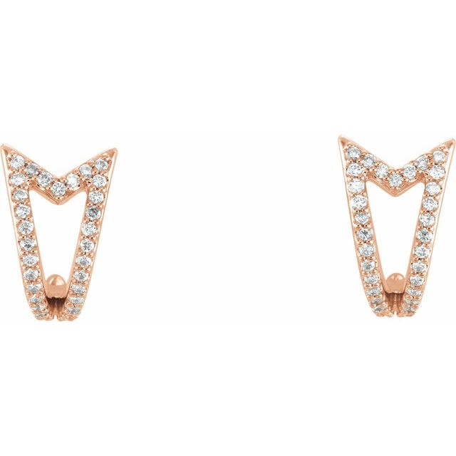 14K Rose 1/6 CTW Diamond Geometric J-Hoop Earrings 2
