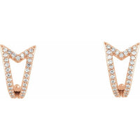 14K Rose 1/6 CTW Diamond Geometric J-Hoop Earrings 2
