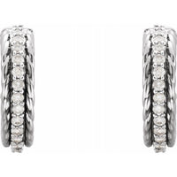 14K White 1/5 CTW Diamond Rope Hoop Earrings 2