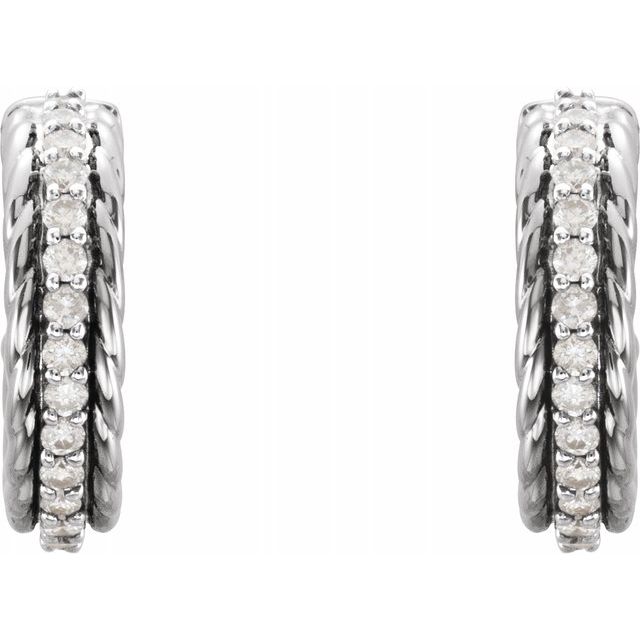 14K White 1/5 CTW Diamond Rope Hoop Earrings 2