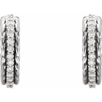 14K White 1/5 CTW Diamond Rope Hoop Earrings 2