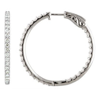 14K White 6 1/4 CTW Diamond Inside-Outside 51 mm Hoop Earrings 1