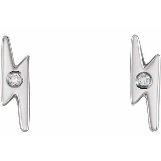 Sterling Silver .03 CTW Diamond Lighting Bolt Earrings 2