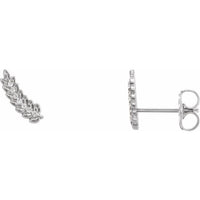 14K White .03 CTW Diamond Leaf Ear Climbers 1