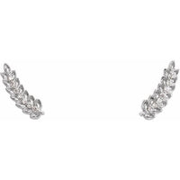 14K White .03 CTW Diamond Leaf Ear Climbers 2