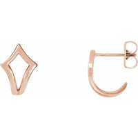 14K Rose Geometric J-Hoop Earrings 1