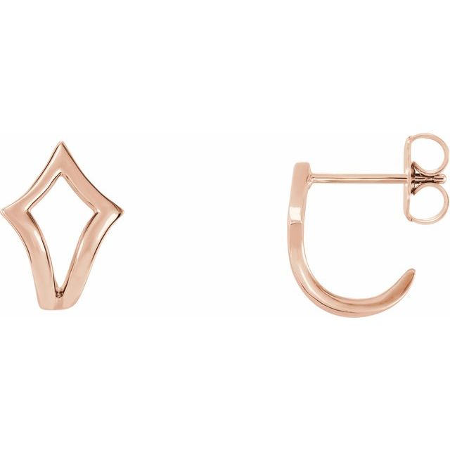 14K Rose Geometric J-Hoop Earrings 1