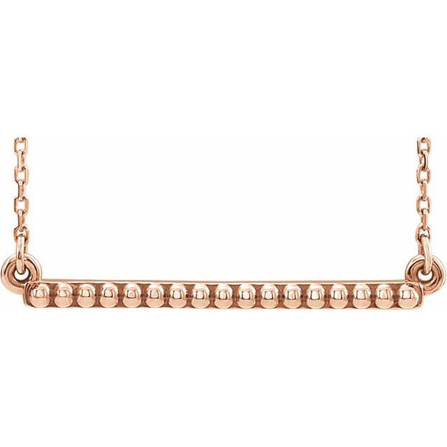 14K Rose Beaded Bar 16-18" Necklace 1