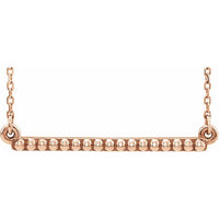 14K Rose Beaded Bar 16-18" Necklace 1