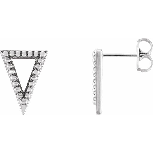 Sterling Silver Beaded Triangle Earrings 1