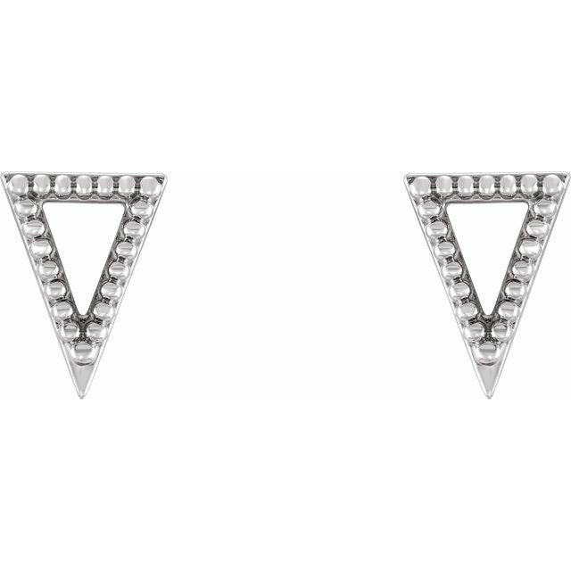 Sterling Silver Beaded Triangle Earrings 2