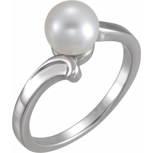 14K White 7 mm Solitaire Ring for Pearl 1