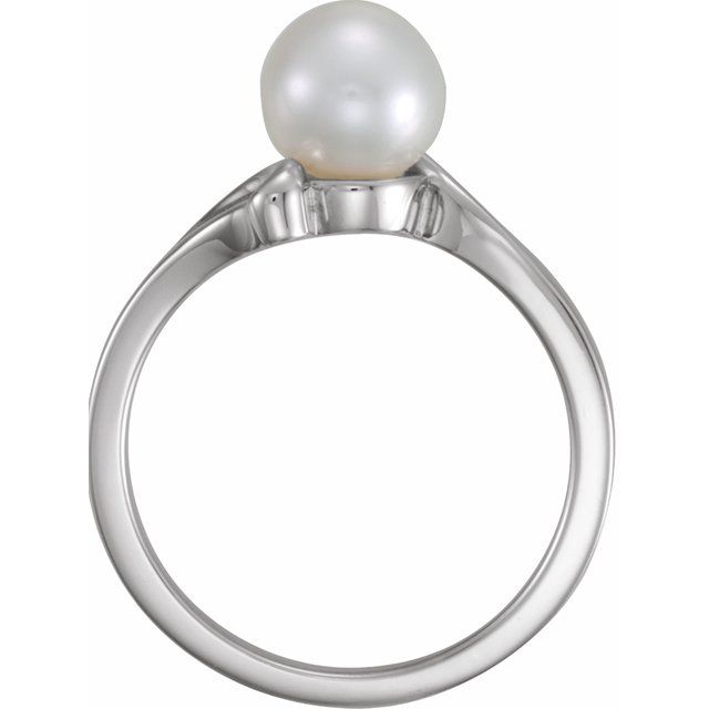 14K White 7 mm Solitaire Ring for Pearl 2