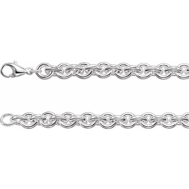 Sterling Silver 9 mm Solid Round Cable 8" Bracelet 1