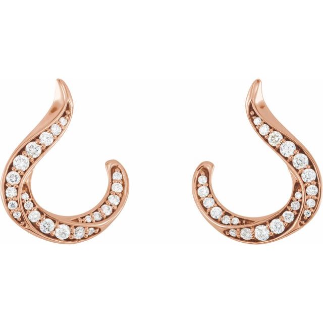 14K Rose 3/8 CTW Diamond Freeform Earrings 2