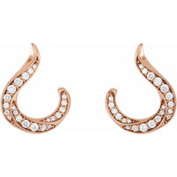 14K Rose 3/8 CTW Diamond Freeform Earrings 2