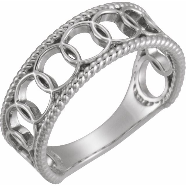 Sterling Silver Geometric Rope Ring 1